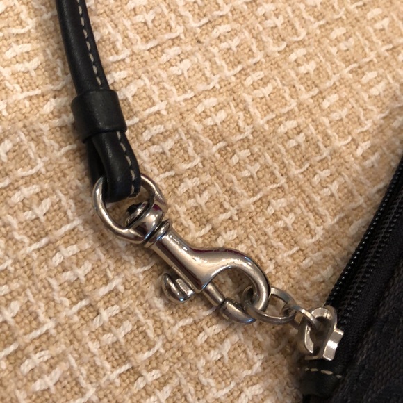 Coach Black Leather and Logo Print Fabric Wristlet bag with tag - Picture 12 of 16